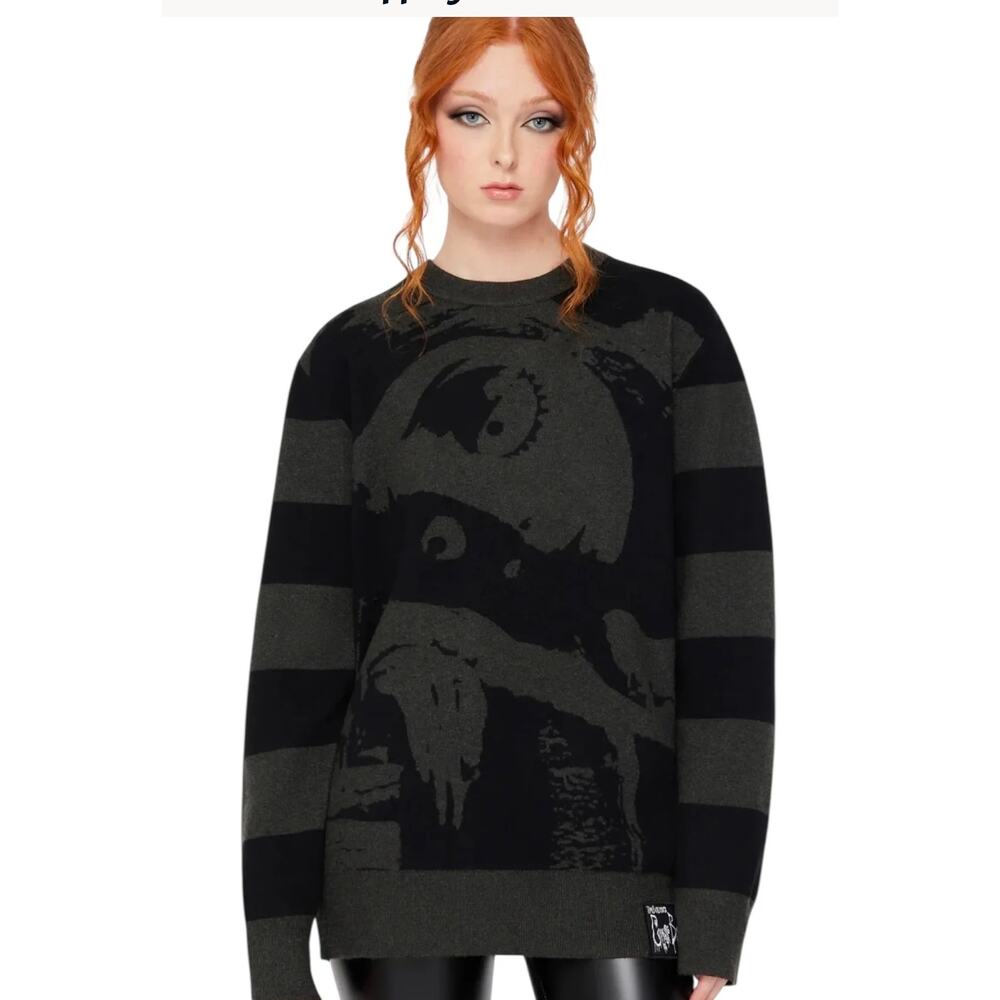 Killstar x Corpse Bride Emily Striped Knit Jumper M NWT - Picture 4 of 9